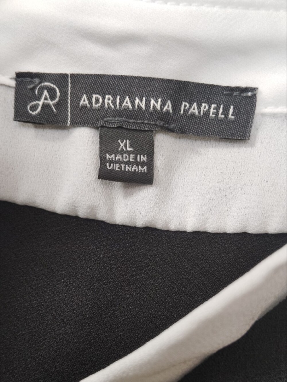 Adrianna Papell Black Layered-Look Blouse with White Collar and Sleeves - Picture 5 of 7